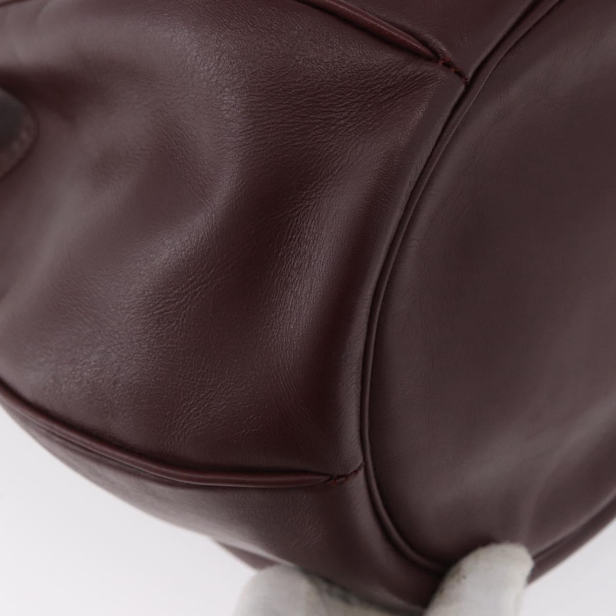 CARTIER Must Line Shoulder Bag Leather Bordeaux Gold Auth ki6436