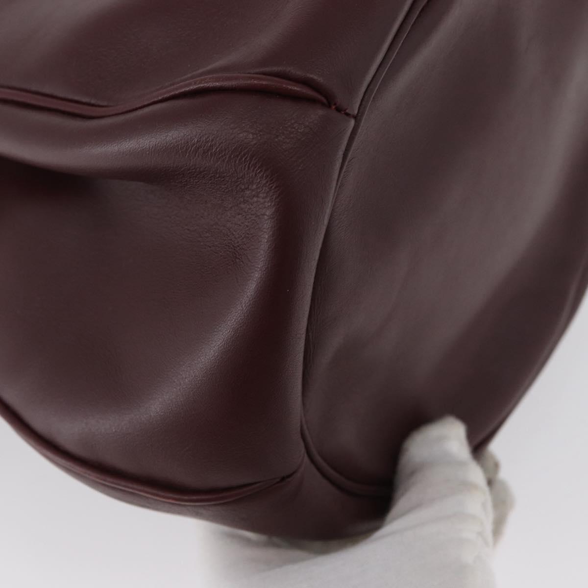 CARTIER Must Line Shoulder Bag Leather Bordeaux Gold Auth ki6436