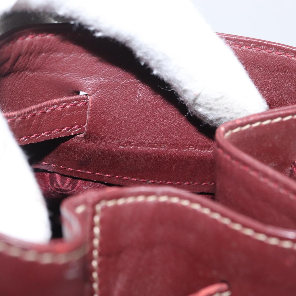 CARTIER Must Line Shoulder Bag Leather Bordeaux Gold Auth ki6436