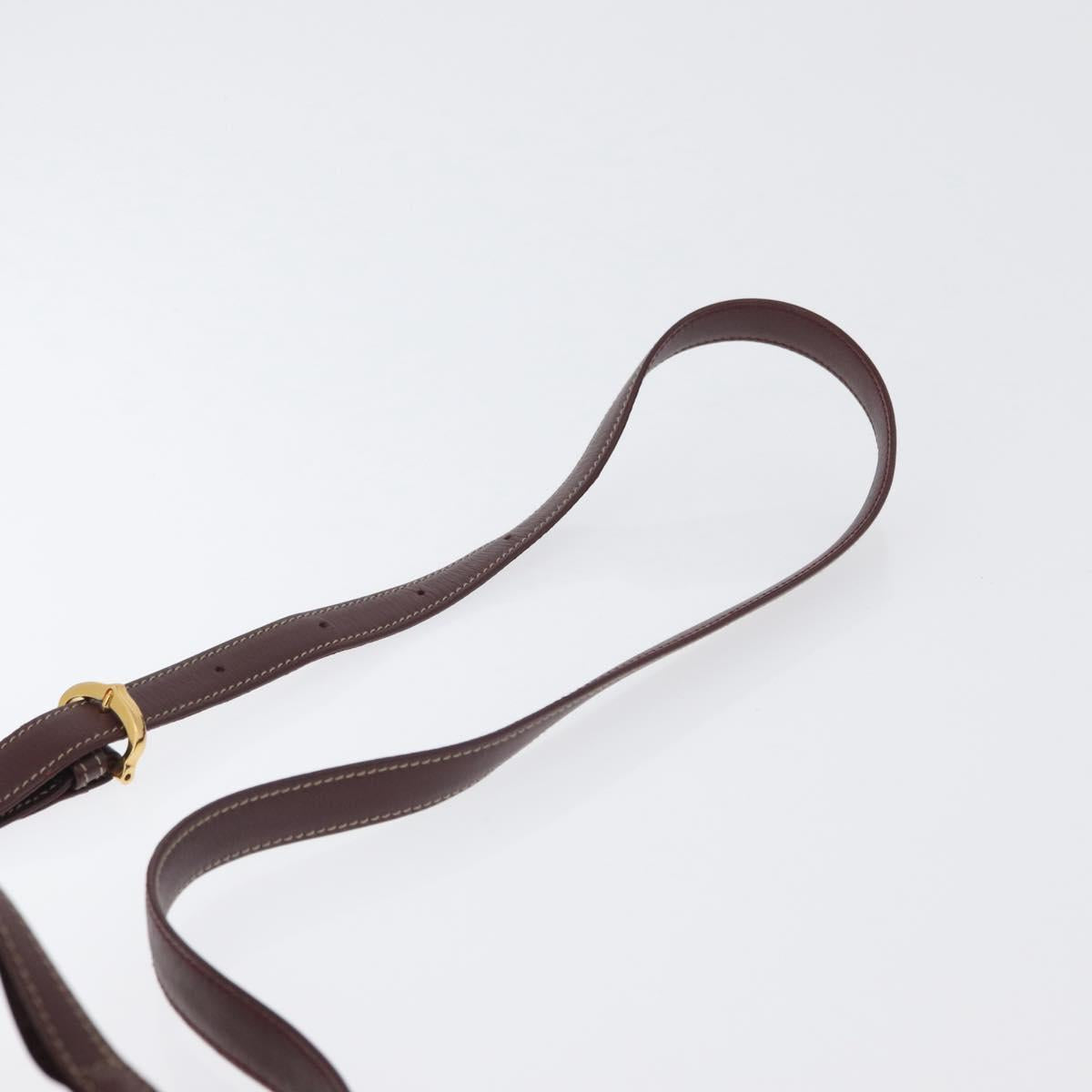 CARTIER Must Line Shoulder Bag Leather Bordeaux Gold Auth ki6436