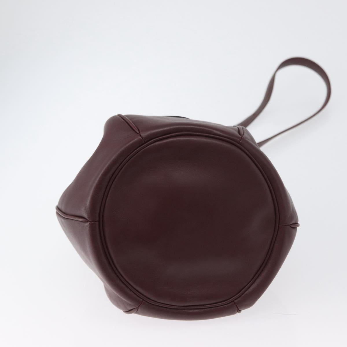 CARTIER Must Line Shoulder Bag Leather Bordeaux Gold Auth ki6436