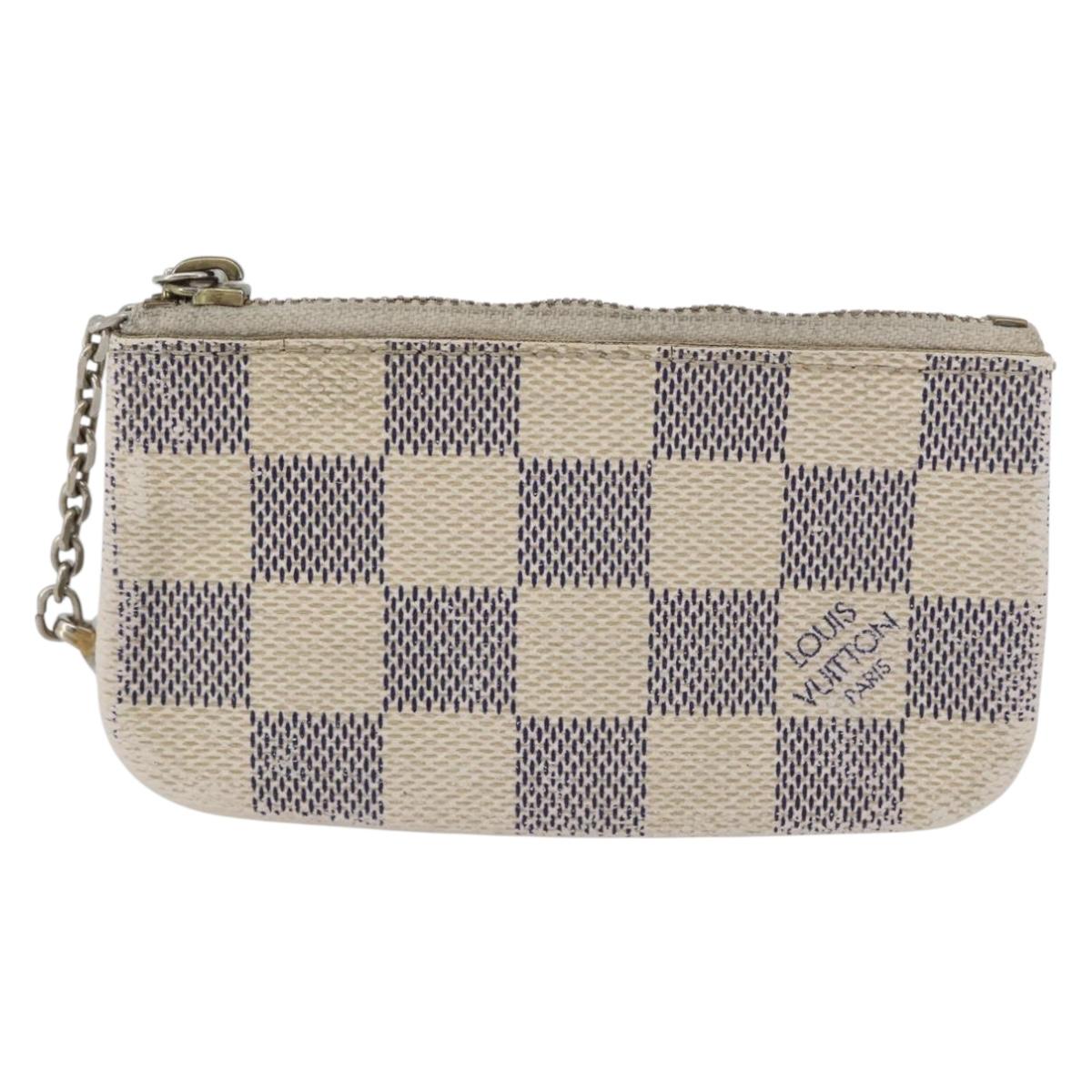 LOUIS VUITTON Damier Azur Pochette Cles Coin Purse N62659 LV Auth ki6438