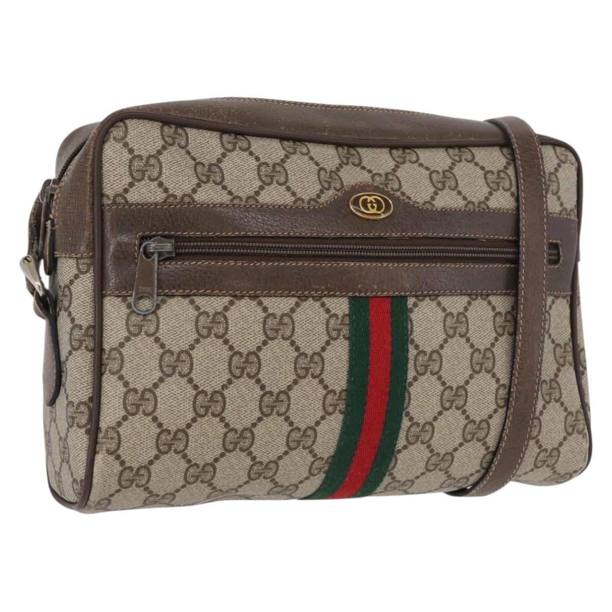 GUCCI GG Supreme Web Sherry Line Shoulder Bag PVC Beige 904 02 005 Auth ki6442