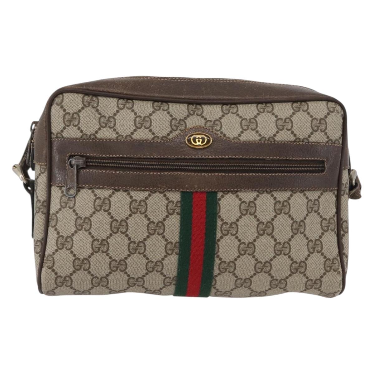 GUCCI GG Supreme Web Sherry Line Shoulder Bag PVC Beige 904 02 005 Auth ki6442