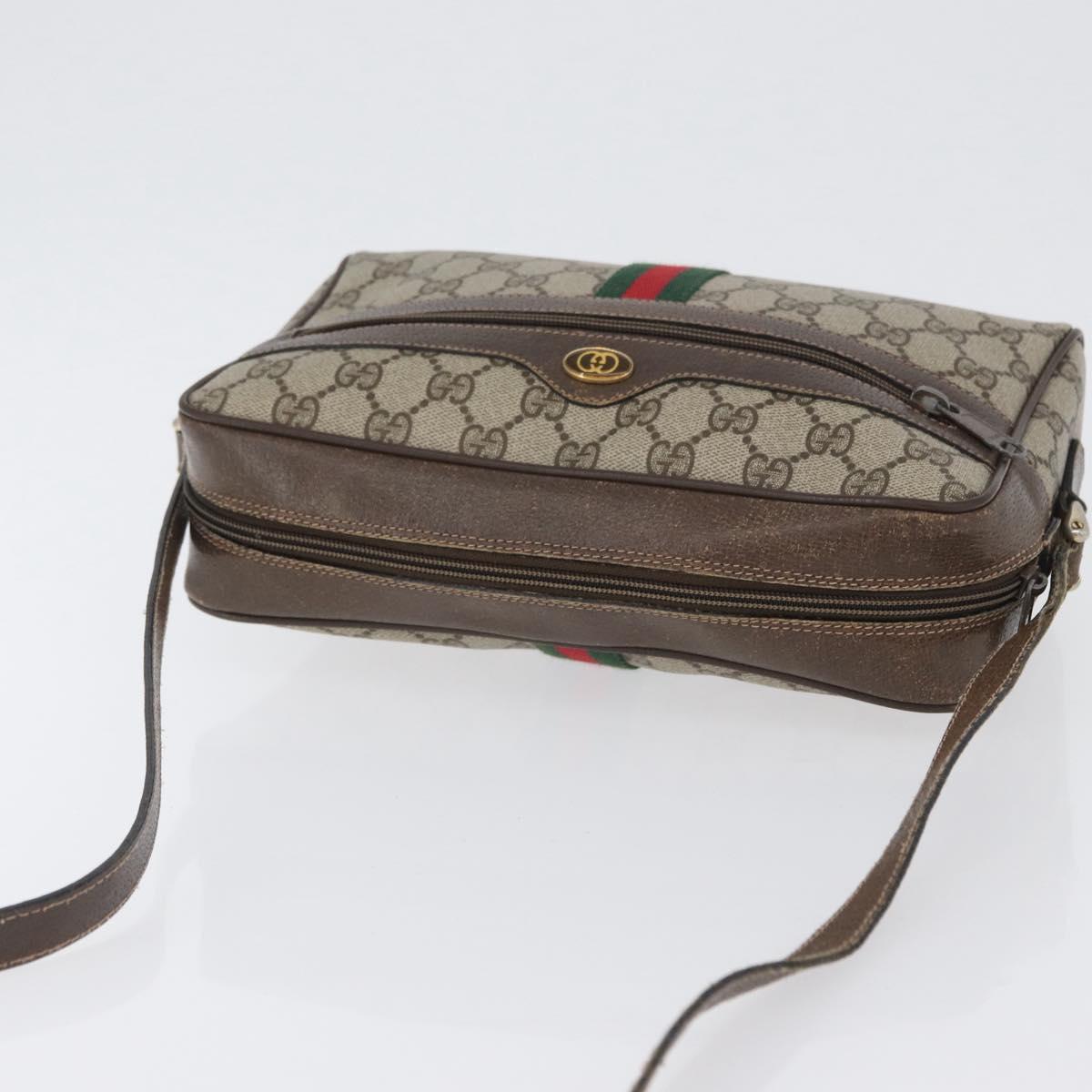 GUCCI GG Supreme Web Sherry Line Shoulder Bag PVC Beige 904 02 005 Auth ki6442