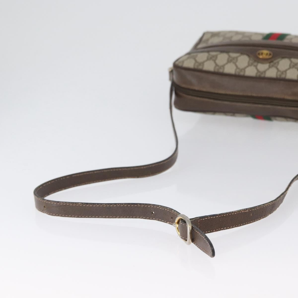GUCCI GG Supreme Web Sherry Line Shoulder Bag PVC Beige 904 02 005 Auth ki6442