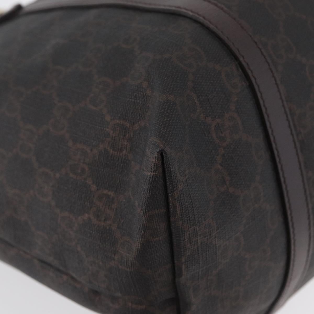 GUCCI GG Supreme Tote Bag PVC Gold Dark Brown 309613 Auth ki6444