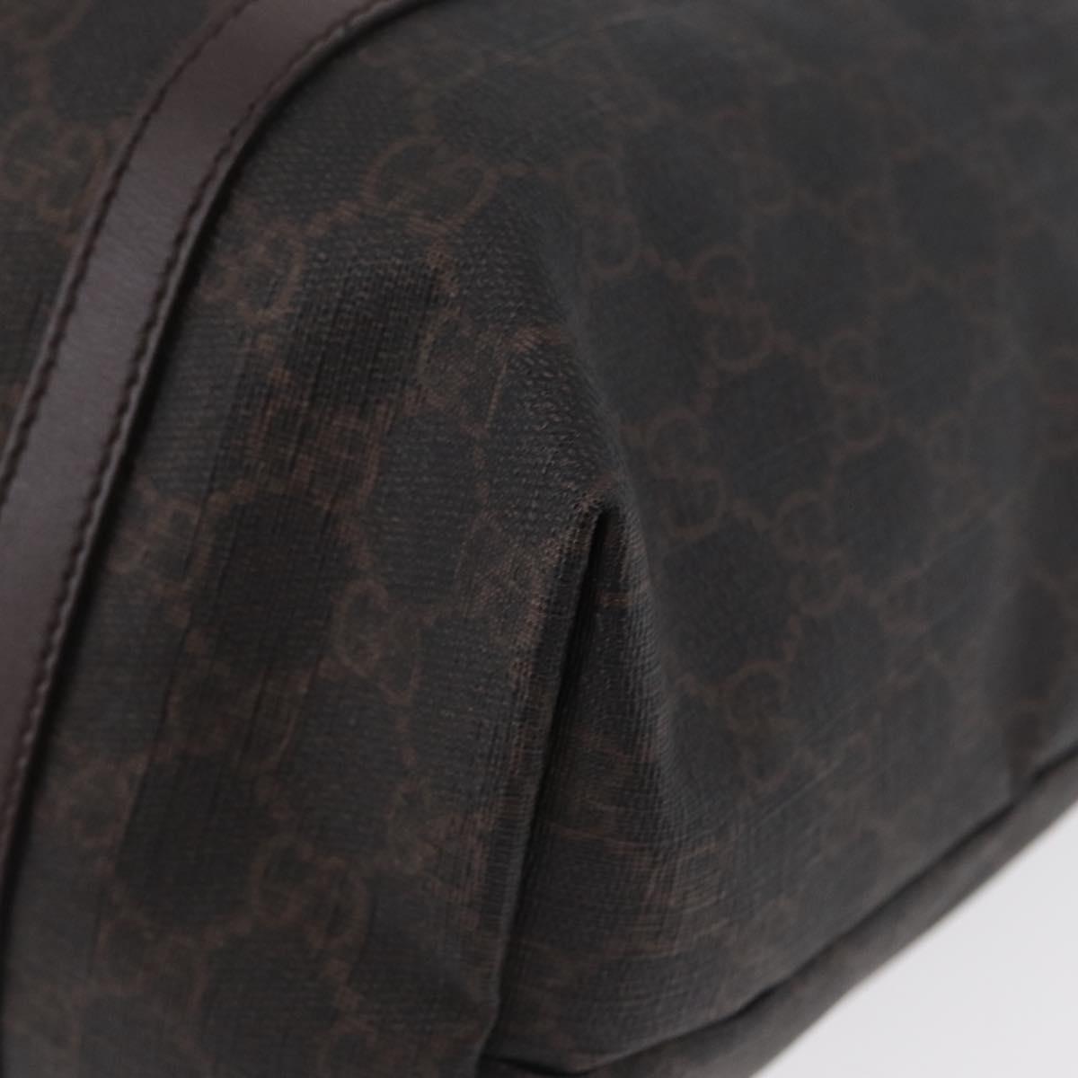 GUCCI GG Supreme Tote Bag PVC Gold Dark Brown 309613 Auth ki6444
