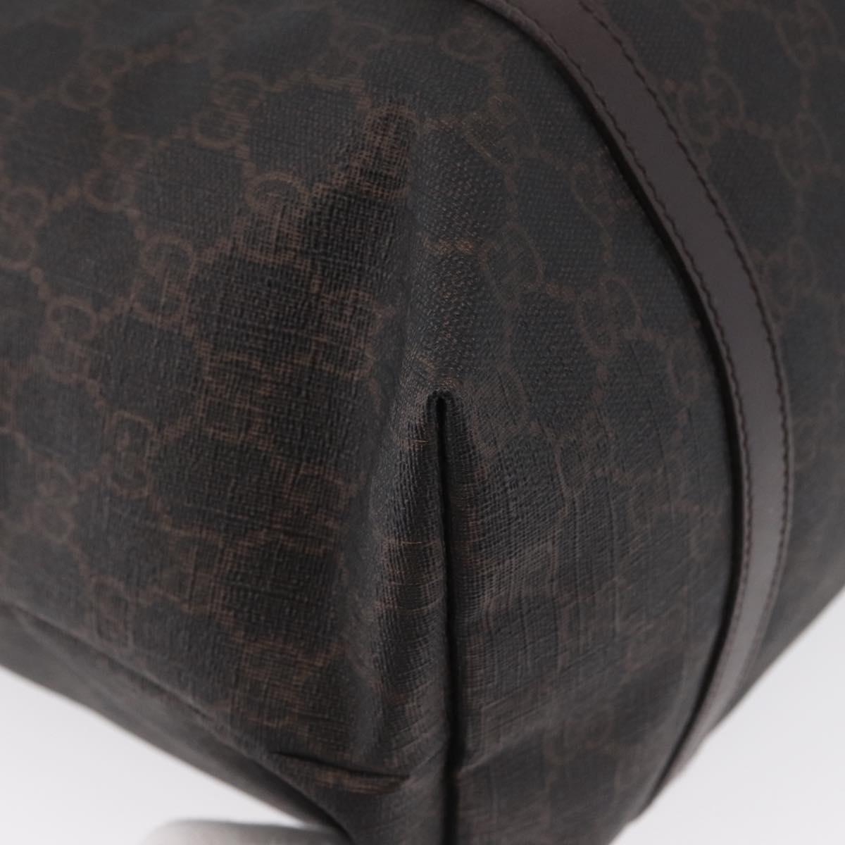 GUCCI GG Supreme Tote Bag PVC Gold Dark Brown 309613 Auth ki6444