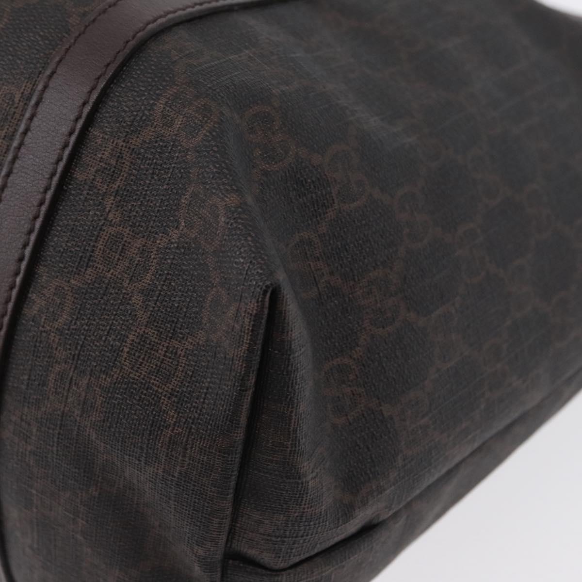 GUCCI GG Supreme Tote Bag PVC Gold Dark Brown 309613 Auth ki6444
