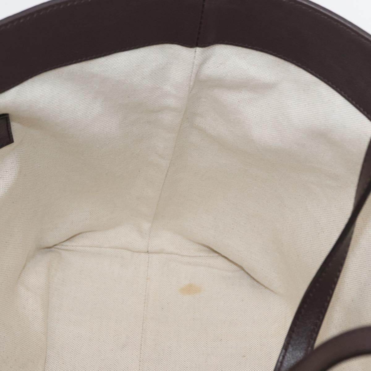 GUCCI GG Supreme Tote Bag PVC Gold Dark Brown 309613 Auth ki6444