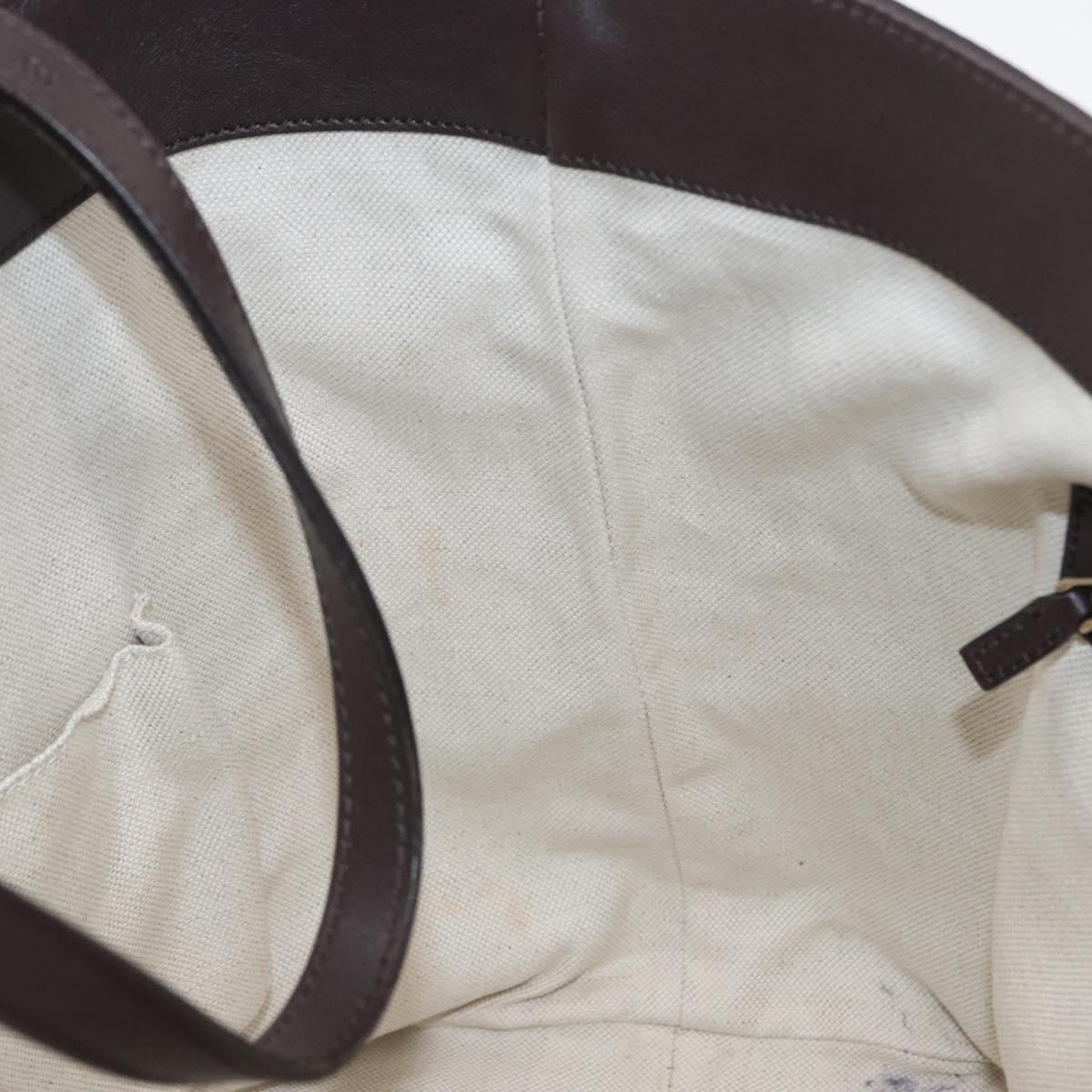 GUCCI GG Supreme Tote Bag PVC Gold Dark Brown 309613 Auth ki6444