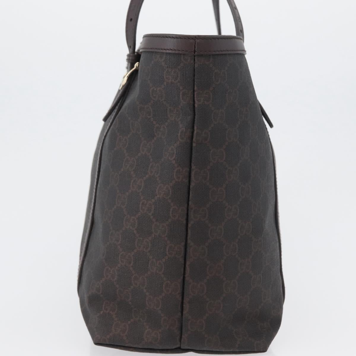 GUCCI GG Supreme Tote Bag PVC Gold Dark Brown 309613 Auth ki6444