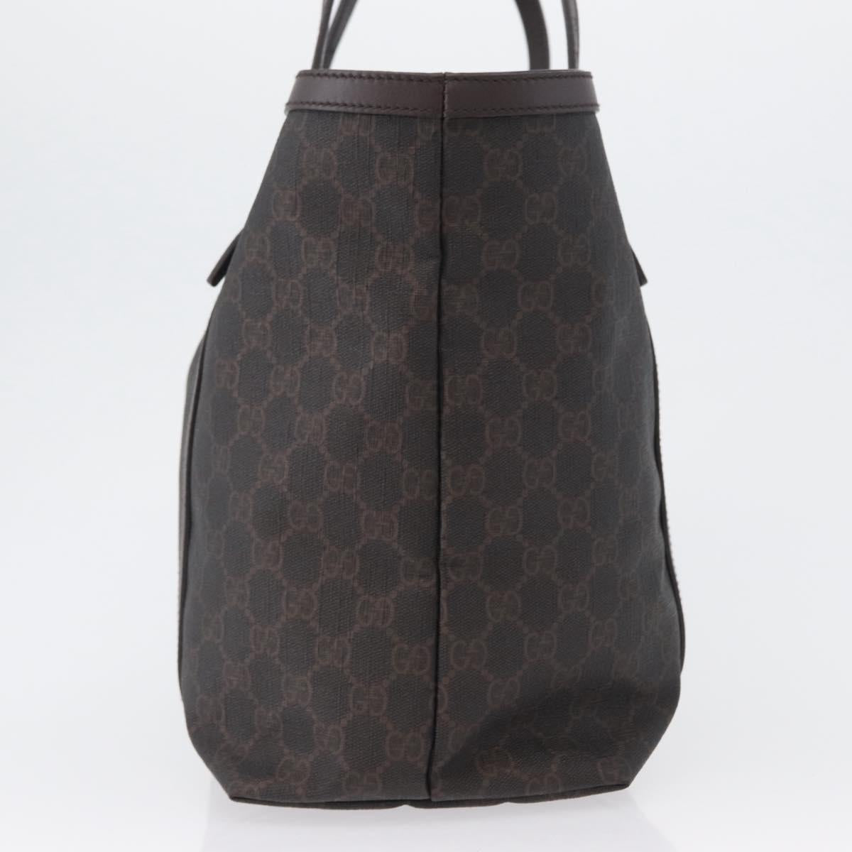 GUCCI GG Supreme Tote Bag PVC Gold Dark Brown 309613 Auth ki6444