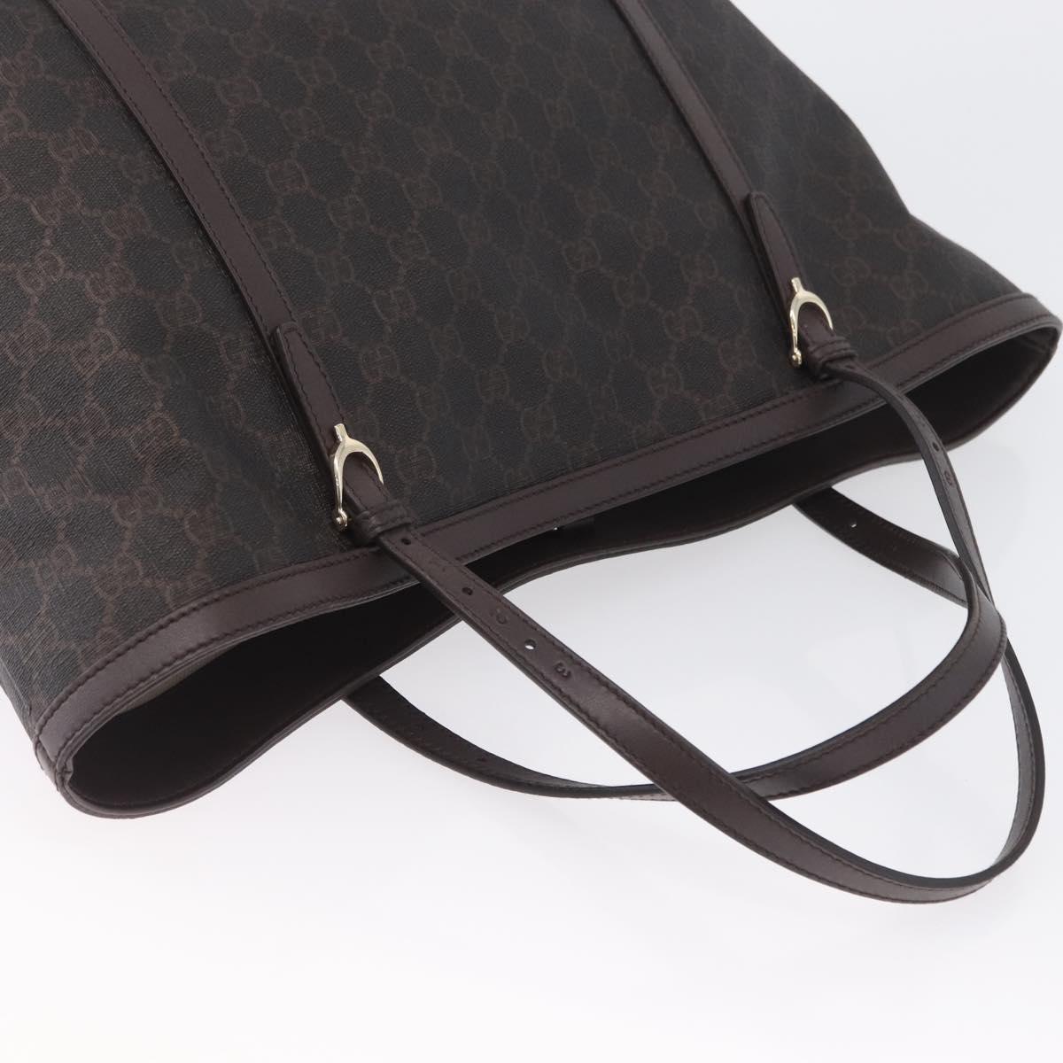 GUCCI GG Supreme Tote Bag PVC Gold Dark Brown 309613 Auth ki6444