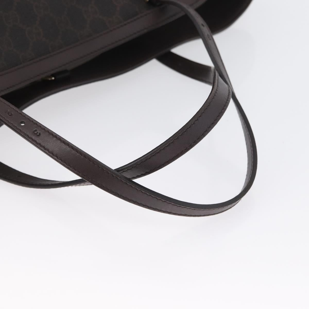 GUCCI GG Supreme Tote Bag PVC Gold Dark Brown 309613 Auth ki6444