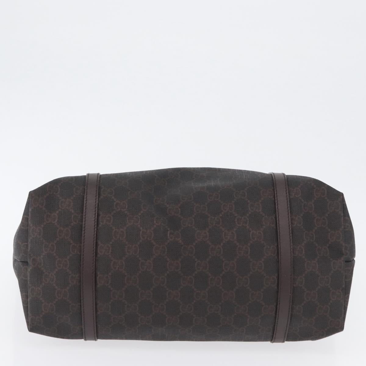 GUCCI GG Supreme Tote Bag PVC Gold Dark Brown 309613 Auth ki6444