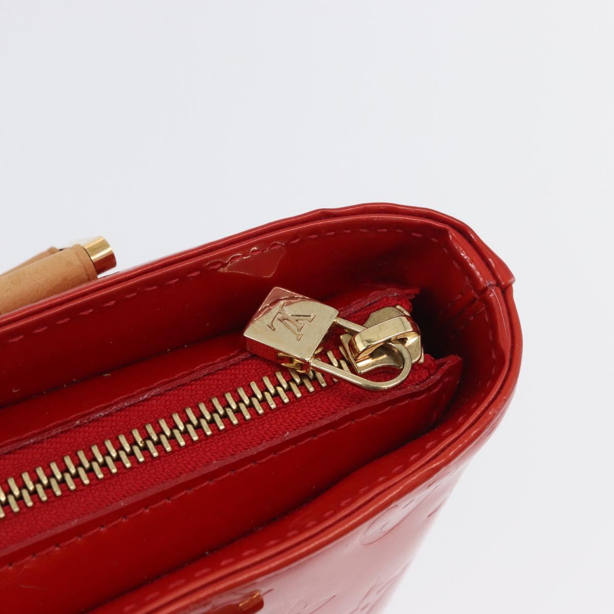 LOUIS VUITTON Monogram Vernis Houston Hand Bag Red M91092 LV Auth ki6445