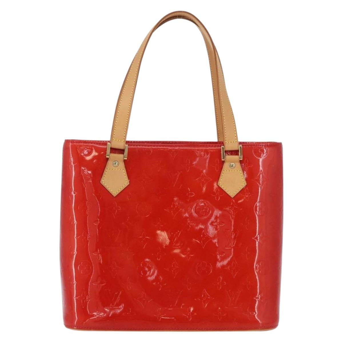 LOUIS VUITTON Monogram Vernis Houston Hand Bag Red M91092 LV Auth ki6445