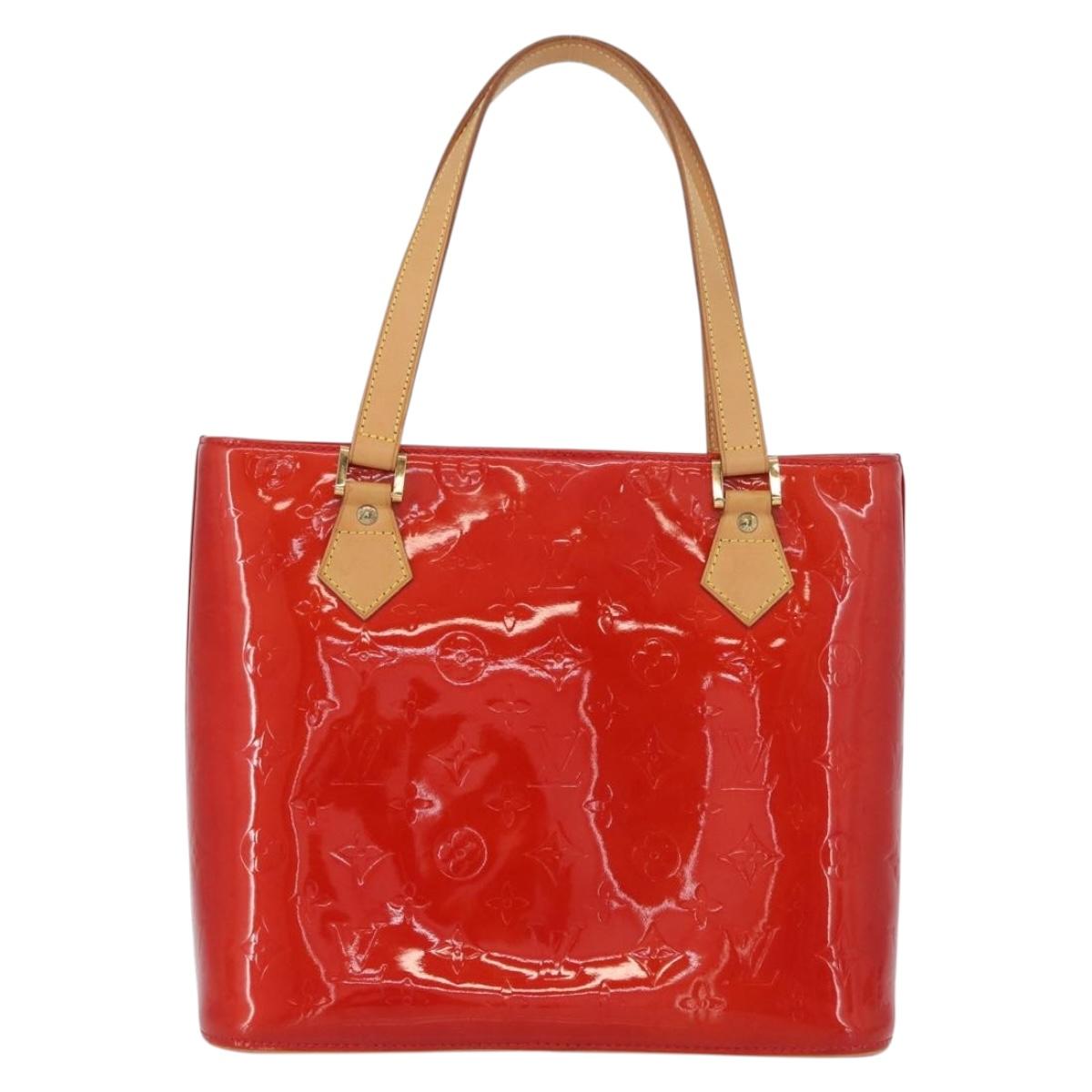 LOUIS VUITTON Monogram Vernis Houston Hand Bag Red M91092 LV Auth ki6445
