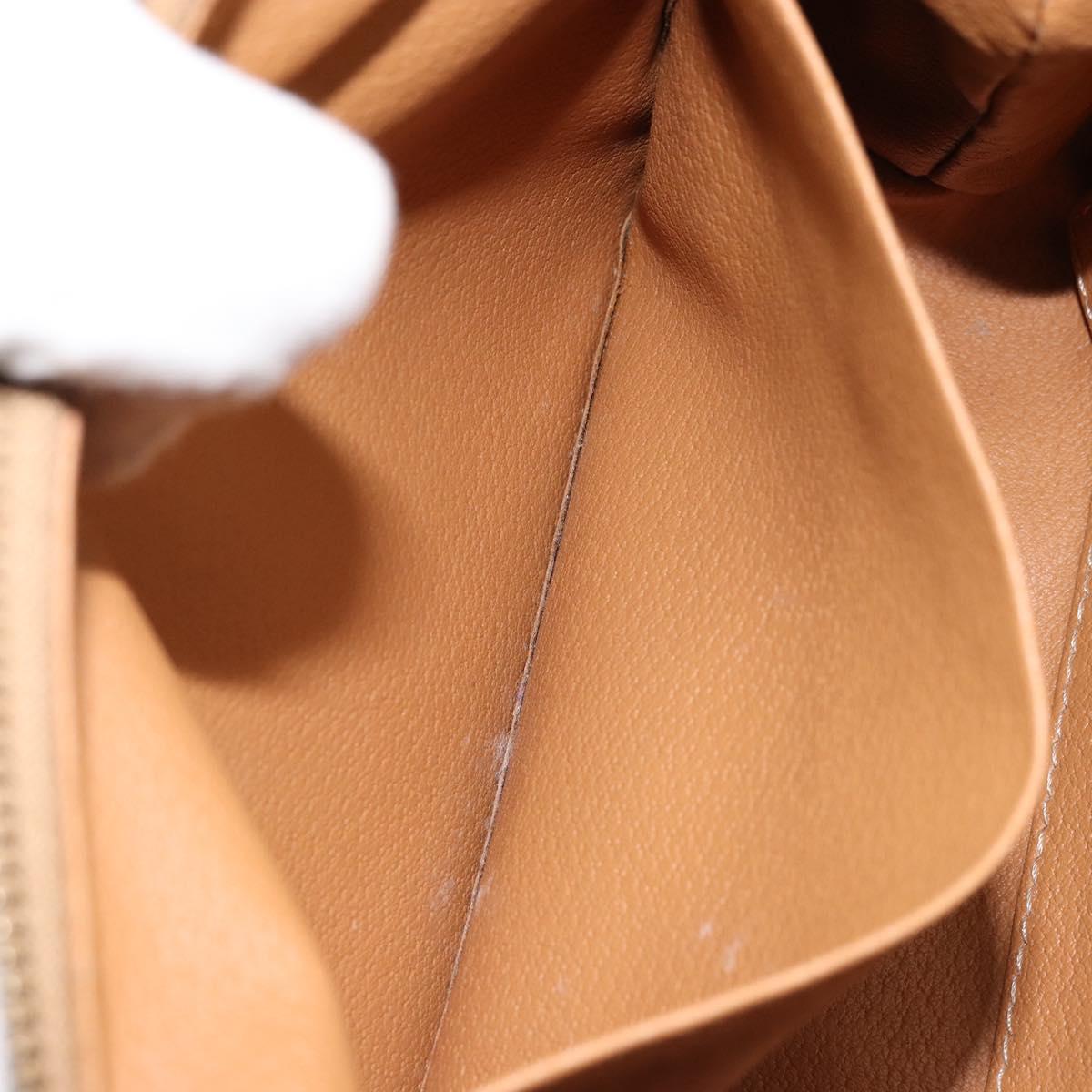 CELINE Macadam Canvas Pouch PVC Leather Brown Gold Auth ki6446