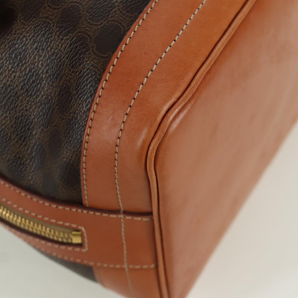 CELINE Macadam Canvas Shoulder Bag PVC Leather Brown Gold Auth ki6449M