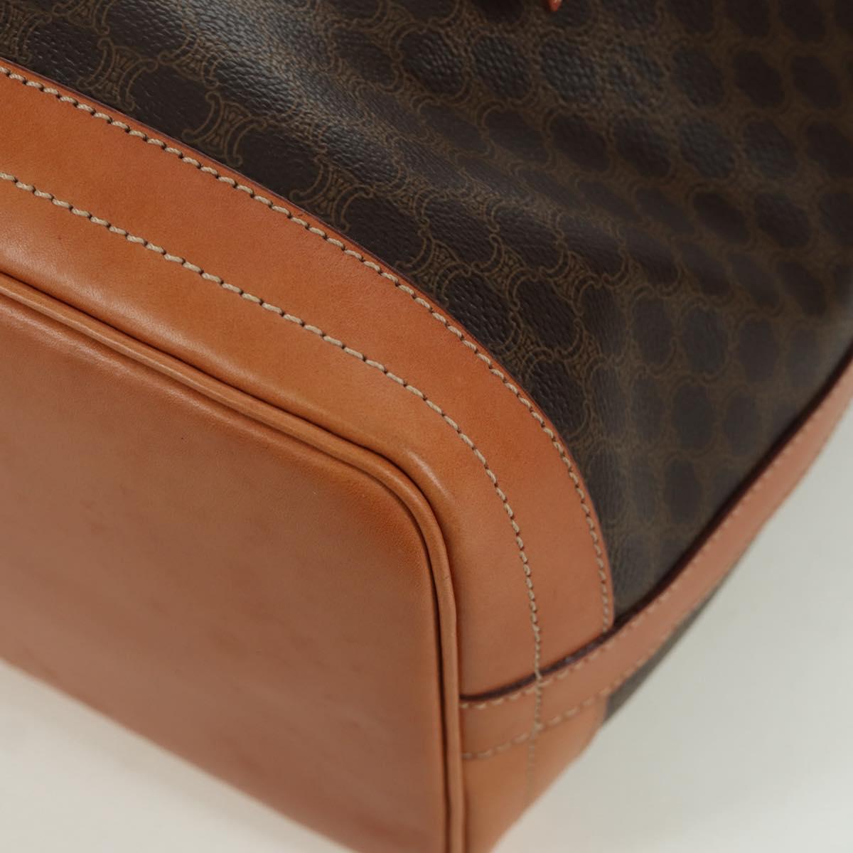 CELINE Macadam Canvas Shoulder Bag PVC Leather Brown Gold Auth ki6449M