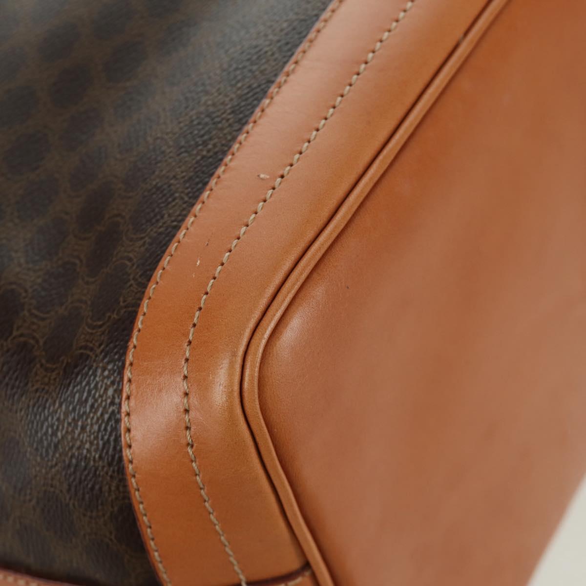 CELINE Macadam Canvas Shoulder Bag PVC Leather Brown Gold Auth ki6449M