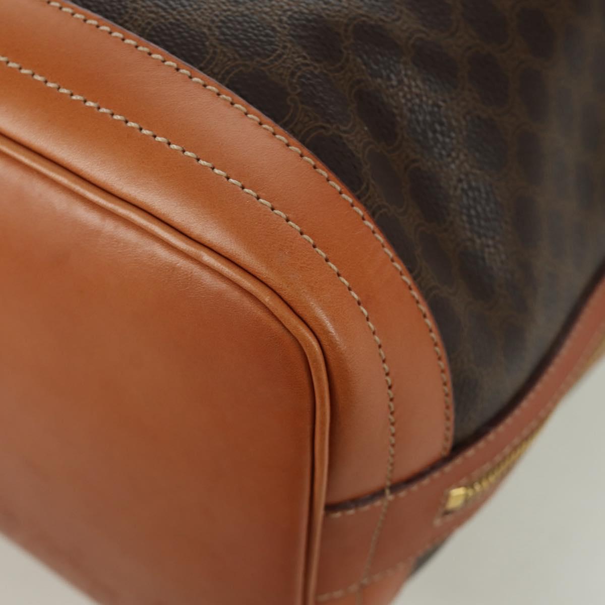 CELINE Macadam Canvas Shoulder Bag PVC Leather Brown Gold Auth ki6449M