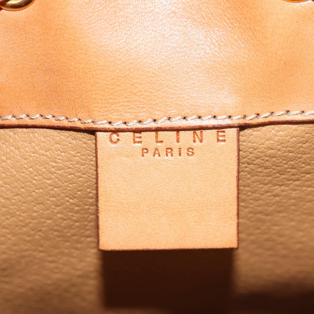 CELINE Macadam Canvas Shoulder Bag PVC Leather Brown Gold Auth ki6449M