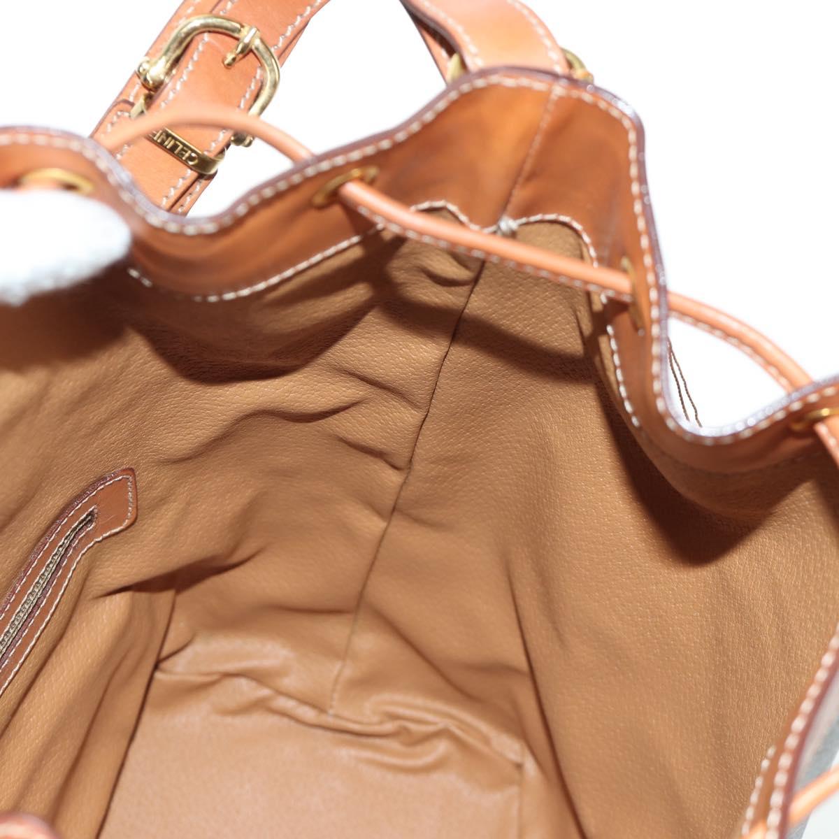 CELINE Macadam Canvas Shoulder Bag PVC Leather Brown Gold Auth ki6449M