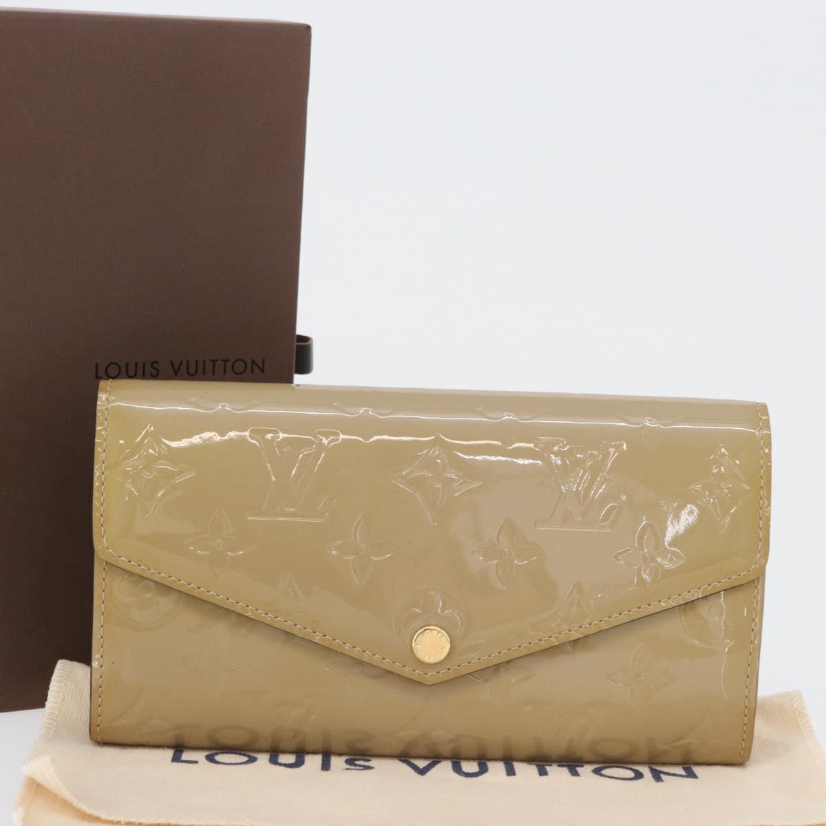 LOUIS VUITTON Vernis Portefeiulle Sarah Long Wallet Beige M90407 LV Auth ki6451V