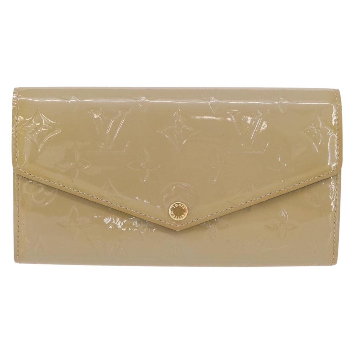 LOUIS VUITTON Vernis Portefeiulle Sarah Long Wallet Beige M90407 LV Auth ki6451V