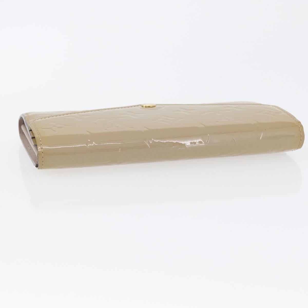 LOUIS VUITTON Vernis Portefeiulle Sarah Long Wallet Beige M90407 LV Auth ki6451V