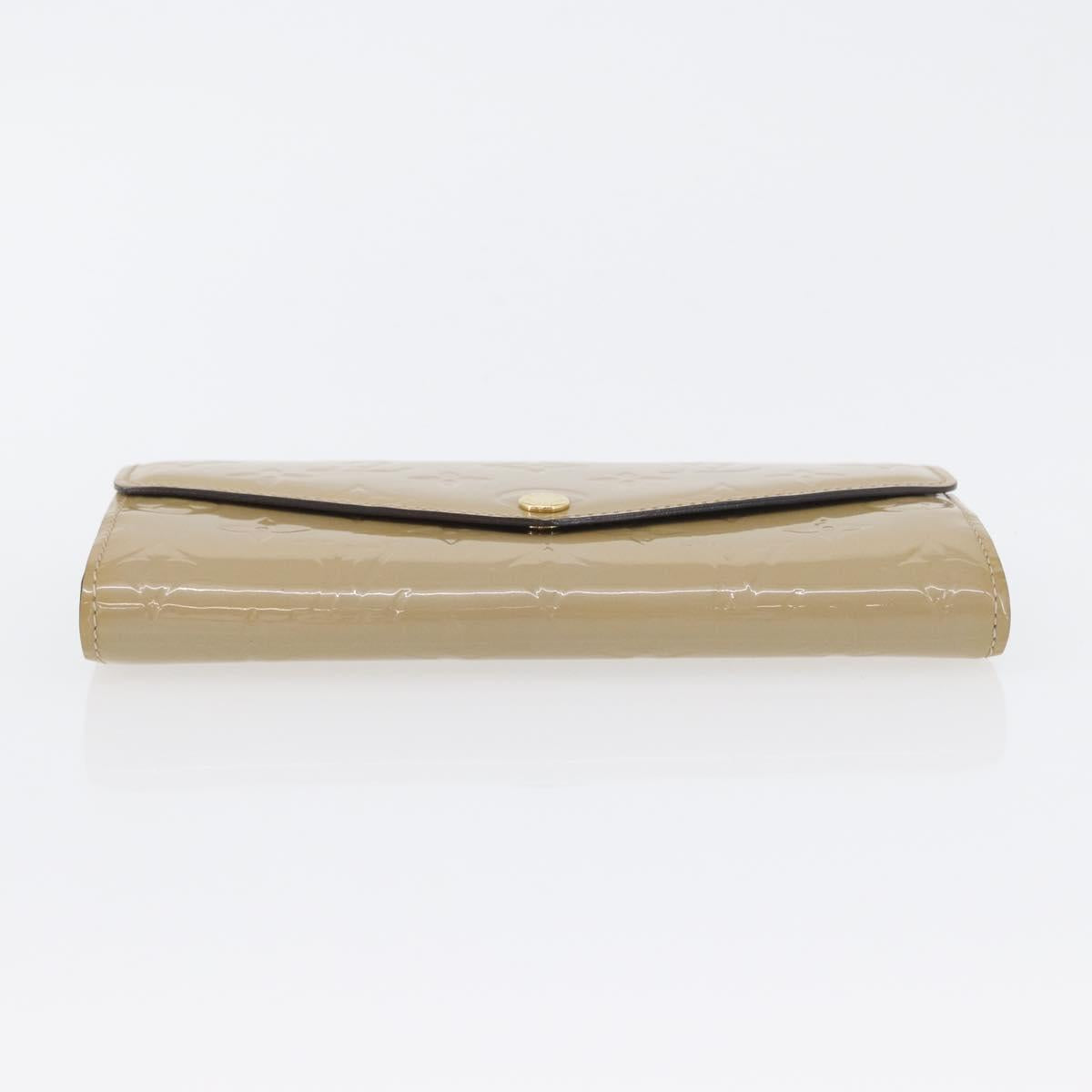 LOUIS VUITTON Vernis Portefeiulle Sarah Long Wallet Beige M90407 LV Auth ki6451V