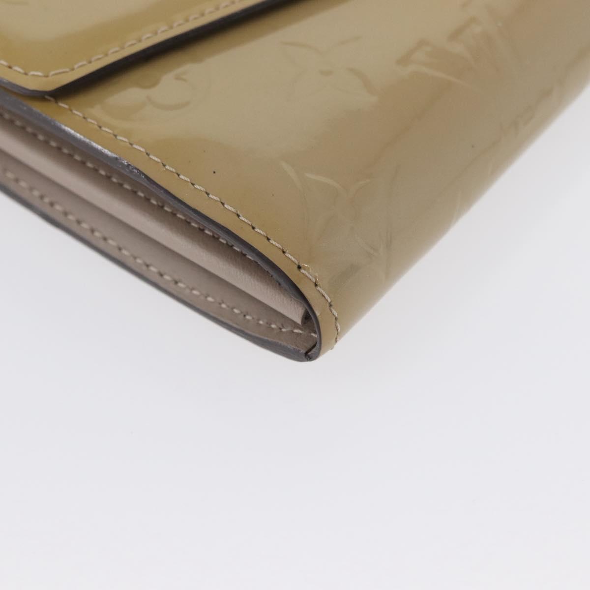 LOUIS VUITTON Vernis Portefeiulle Sarah Long Wallet Beige M90407 LV Auth ki6451V
