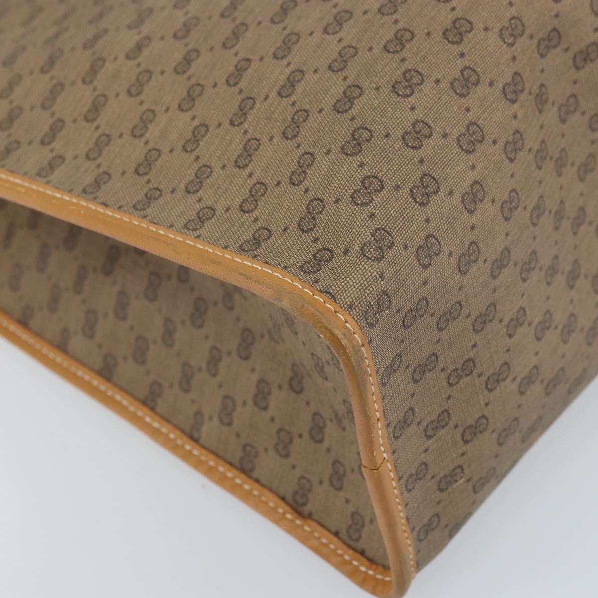 GUCCI Micro GG Supreme Tote Bag PVC Beige Gold Auth ki6459