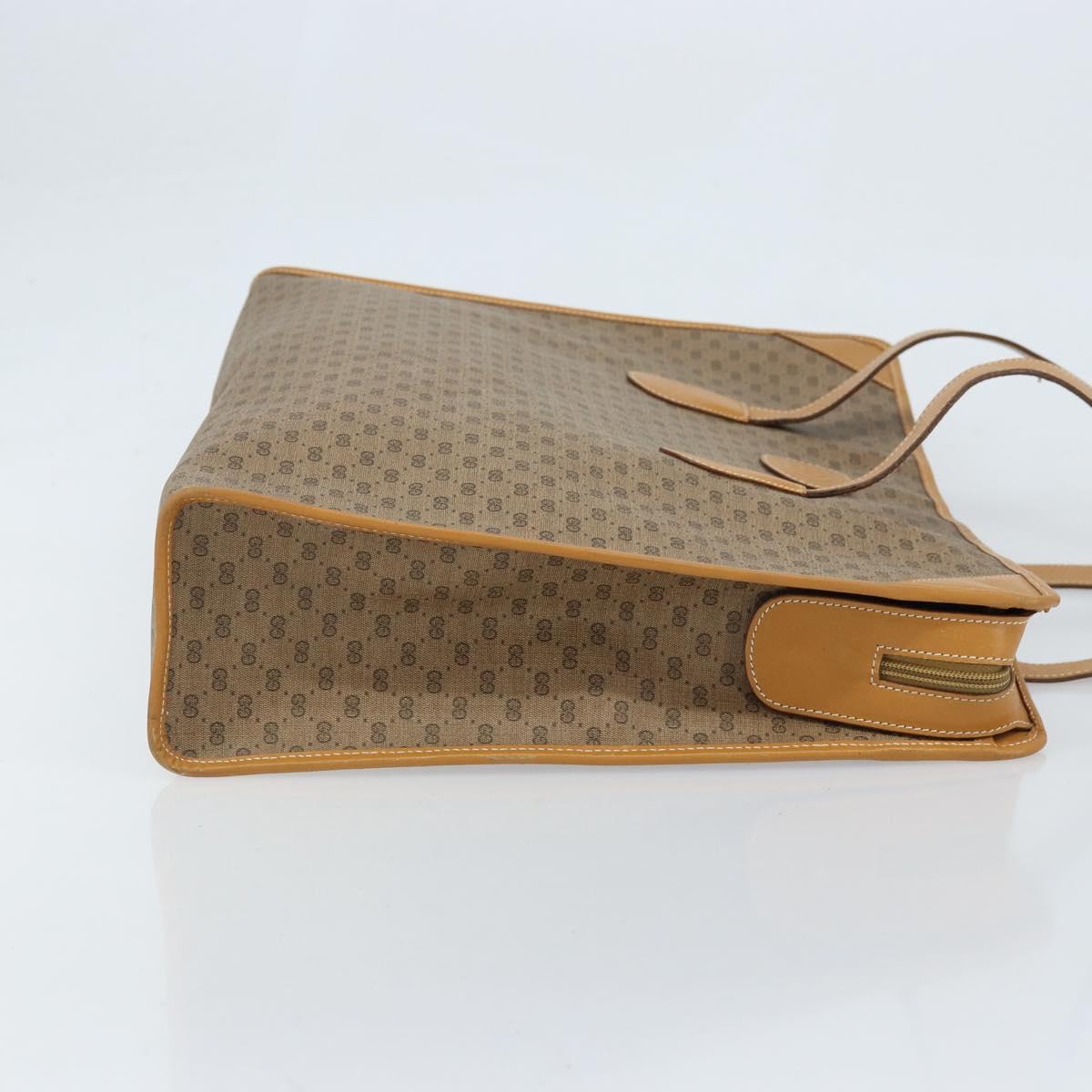 GUCCI Micro GG Supreme Tote Bag PVC Beige Gold Auth ki6459
