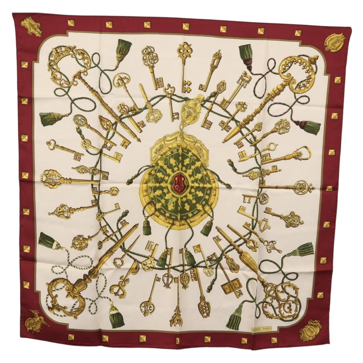 HERMES Carre 90 Scarf Silk Red Auth ki6461