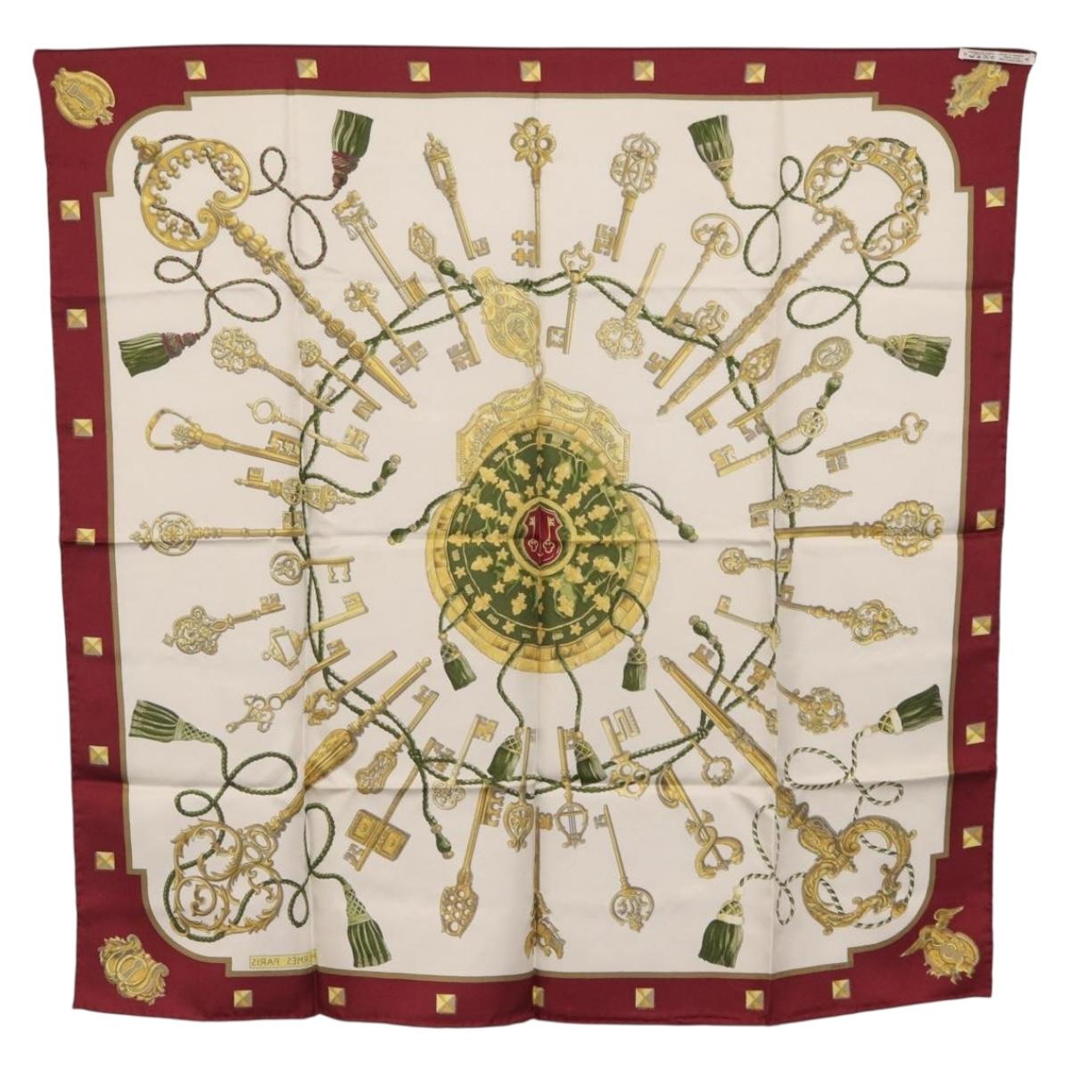 HERMES Carre 90 Scarf Silk Red Auth ki6461