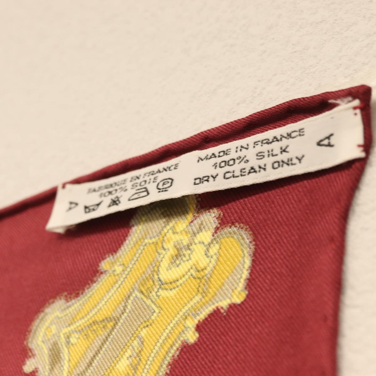 HERMES Carre 90 Scarf Silk Red Auth ki6461