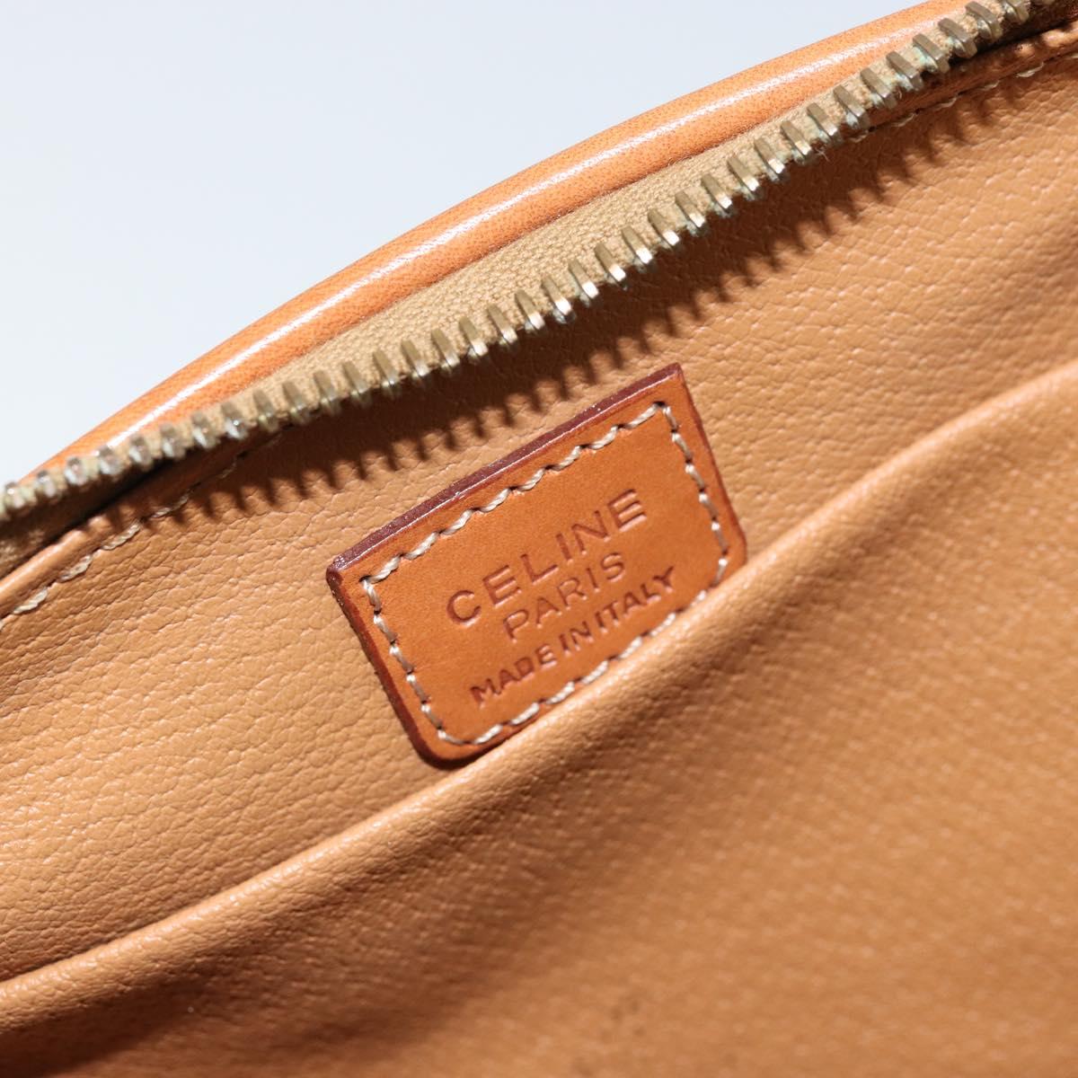 CELINE Macadam Canvas Pouch PVC Leather Brown Gold Auth ki6463