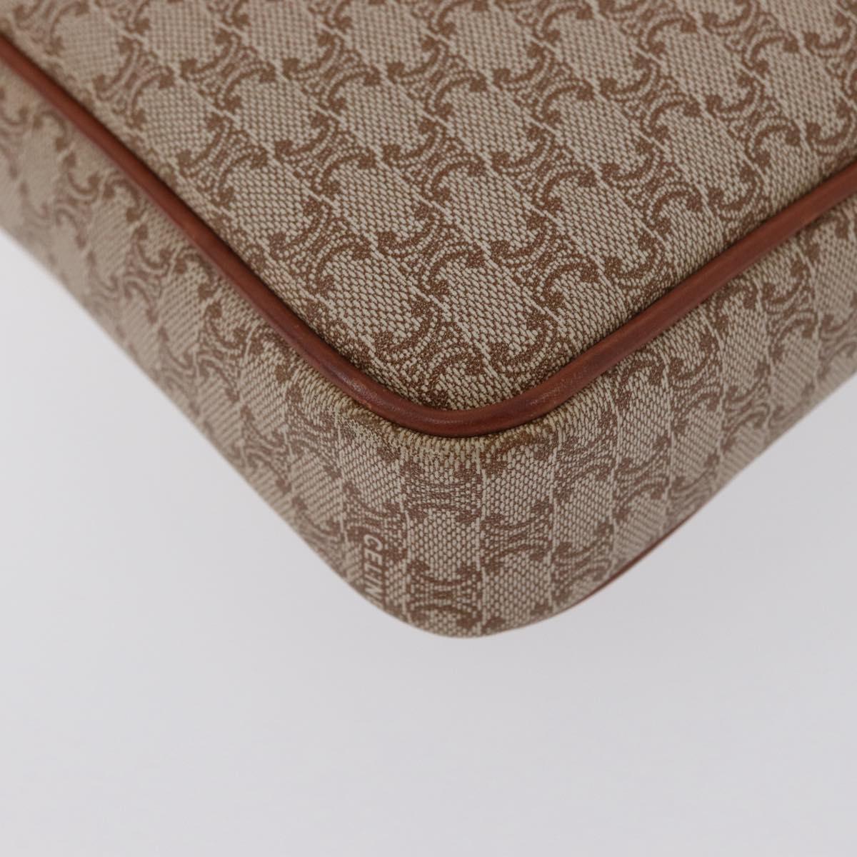 CELINE Macadam Canvas Clutch Bag PVC Leather Beige Gold Auth ki6467