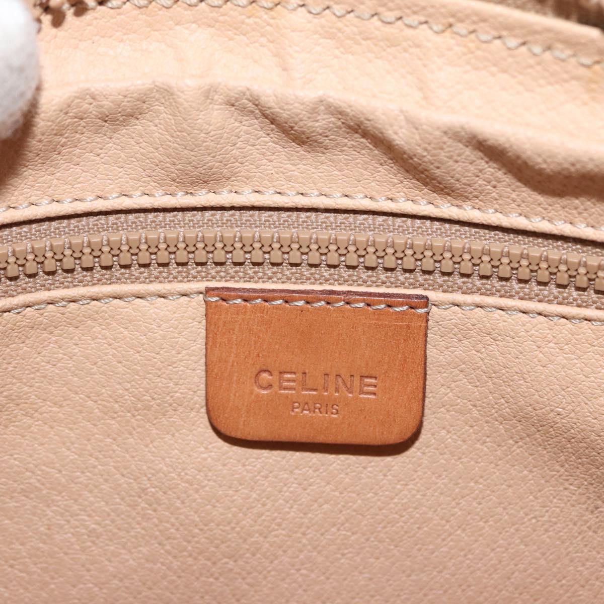 CELINE Macadam Canvas Clutch Bag PVC Leather Beige Gold Auth ki6467