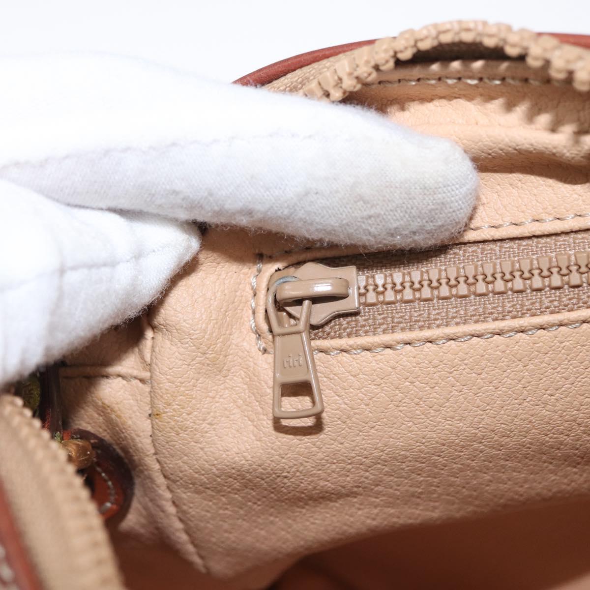 CELINE Macadam Canvas Clutch Bag PVC Leather Beige Gold Auth ki6467