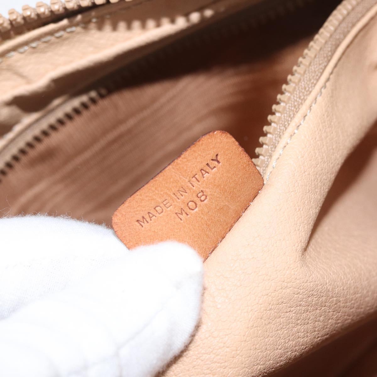 CELINE Macadam Canvas Clutch Bag PVC Leather Beige Gold Auth ki6467