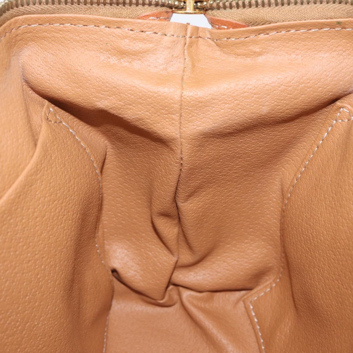 CELINE Macadam Canvas Pouch PVC Leather Brown Gold Auth ki6473