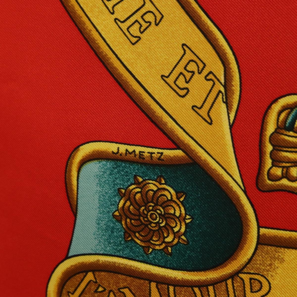 HERMES Carre 90 Scarf Silk Red Auth ki6484