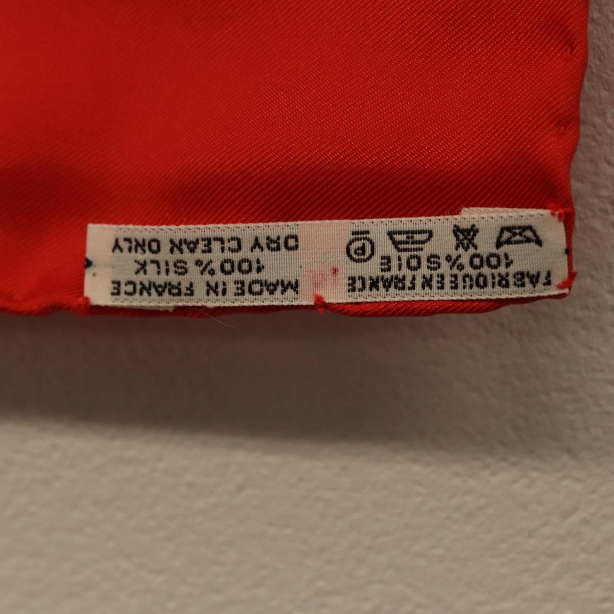 HERMES Carre 90 Scarf Silk Red Auth ki6484