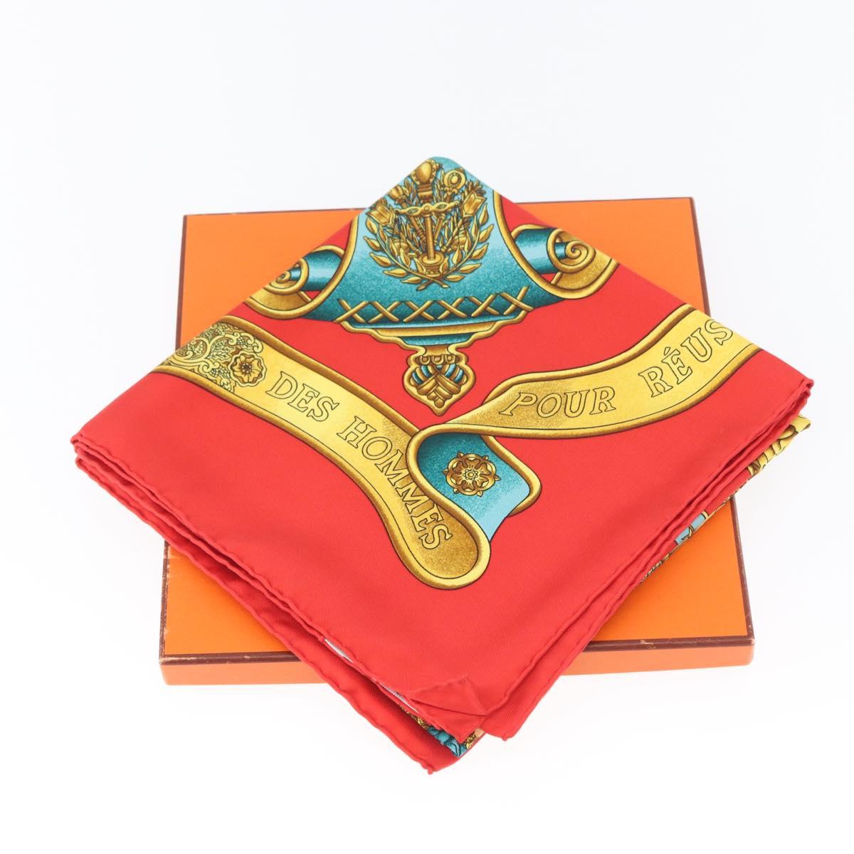HERMES Carre 90 Scarf Silk Red Auth ki6484